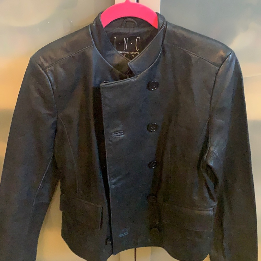 Inc Black Leather Lined Double Button Small Petit… - image 1